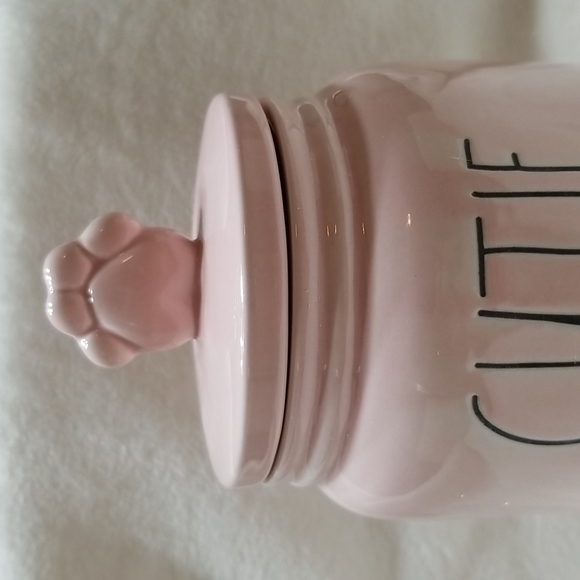 Rae Dunn " Cutie Claws" Pink Ceramic Canister with Paw Topper - Picture 4 of 10